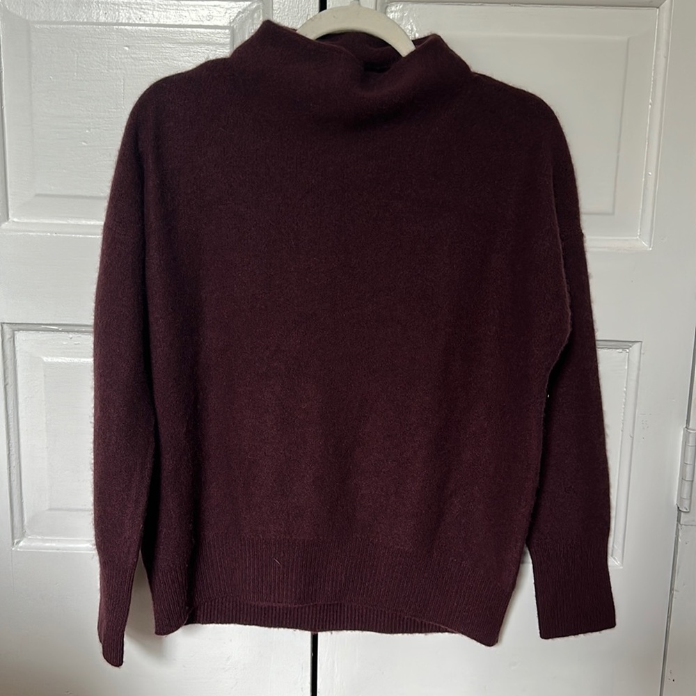 VINCE Plush 100% Cashmere Funnel Neck Sweater, XS